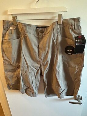 Men's Cargo Shorts - Khaki with UPF 50+ - Size 40